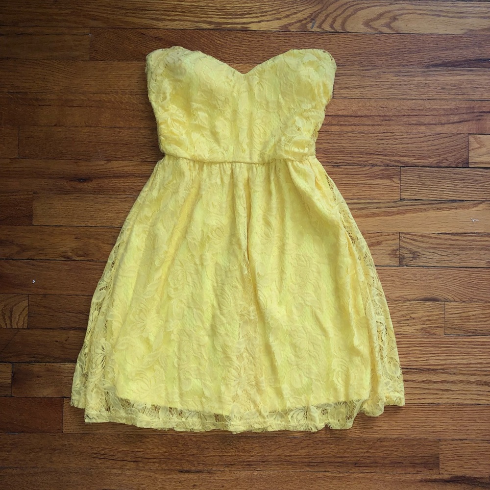 Yellow Floral Lace Dress